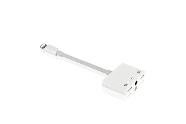Dock-F , 3 in 1 Lightning Adapter Splitter for iPhone X / 8P / 8 / 7P / 7